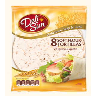 Tortilla de Trigo Blanco 320g 8Ud x 18.5cm DeliSun
