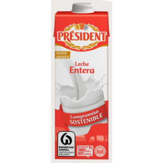 Leche UHT Entera President Brick 1L