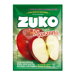 Refresco en polvo 2L de Manzana 8 sobres x 13g ZUKO