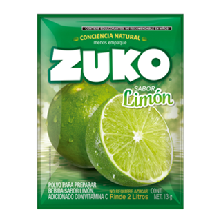 Refresco en polvo 2L de Limon 8 sobres x 13g ZUKO