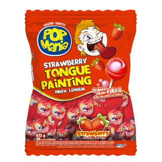 Pop Mania Pinta Lengua Fresa Frutilla 16 Bolsas x 48 Ud 14 g Riclan