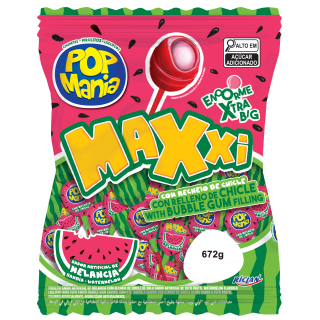 Chupete Pop Mania Maxxi Sandia 12 Bolsas X 24 Chupetes X 28 G Riclan